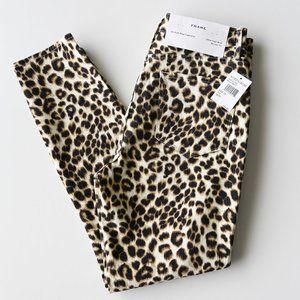 FRAME Ali High Rise Cigarette Jeans Skinny Crop Animal Print - Size 29 -…